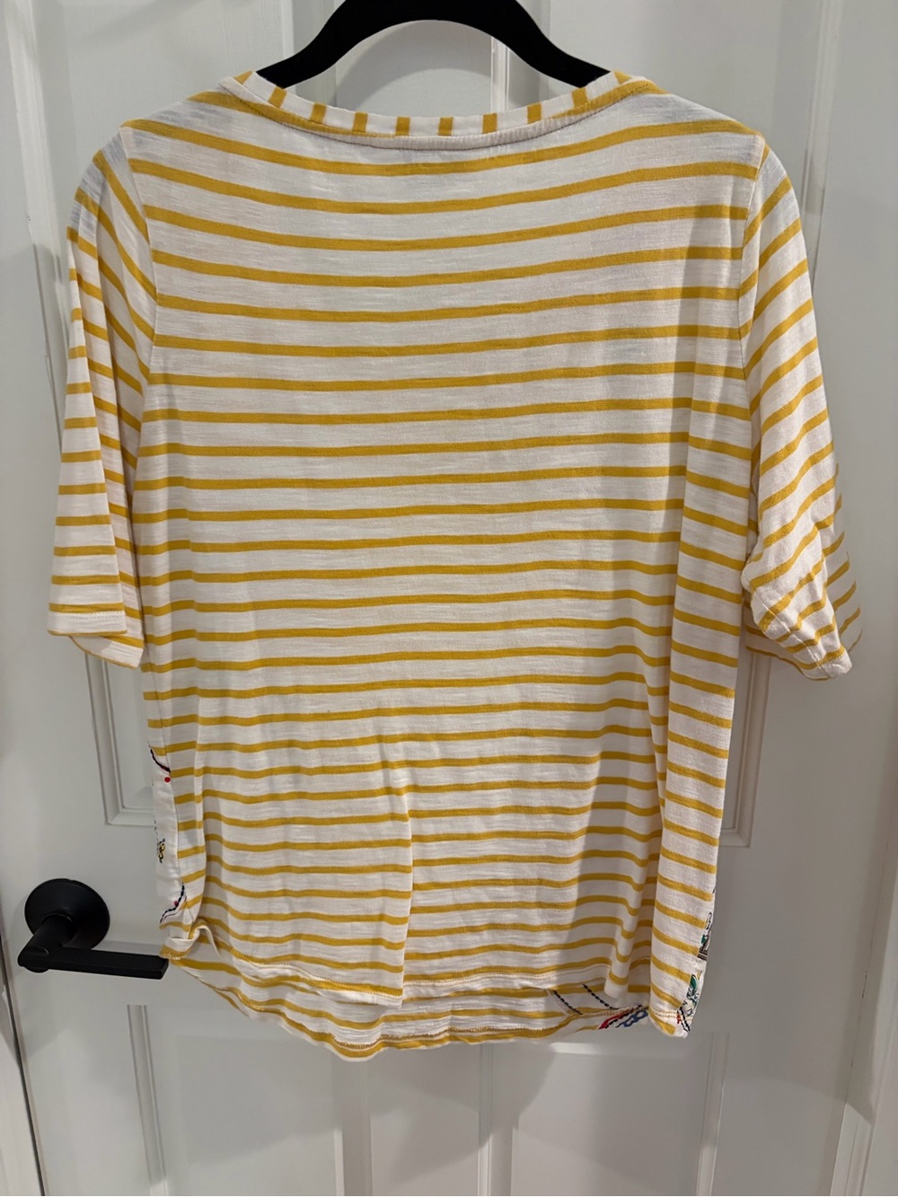 Boden Yellow & White Striped Tee with Blue Trim - Picture 3 of 3